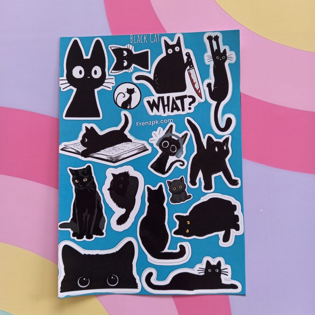 Black Cat - UNCUT sticker sheet A6 size