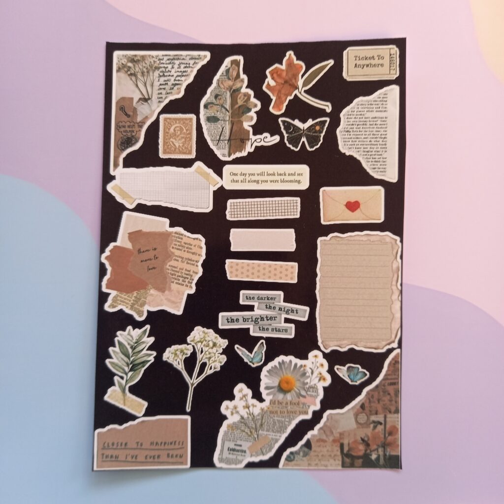 Black Vintage - UNCUT sticker sheet A6 size