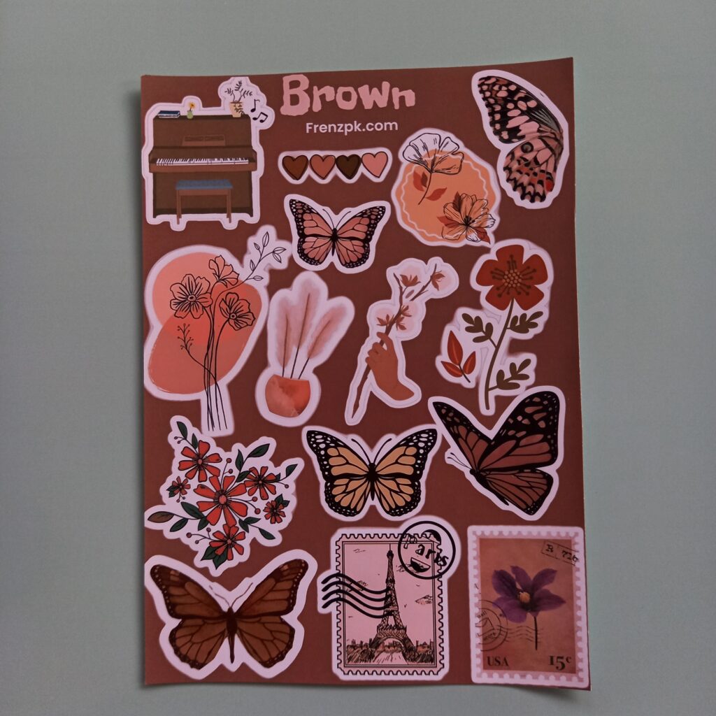 Brown - UNCUT sticker sheet A6 size