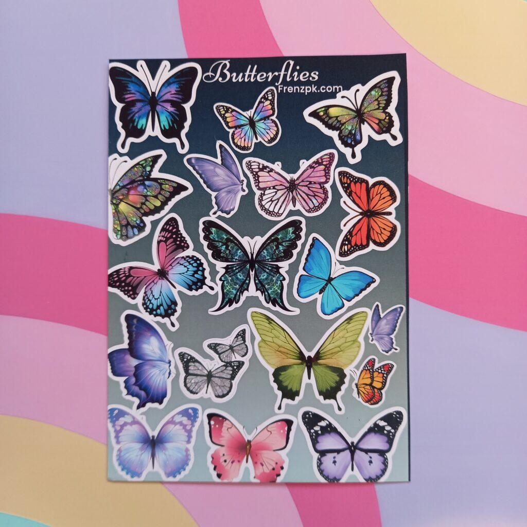 Butterflies - UNCUT sticker sheet A6 size