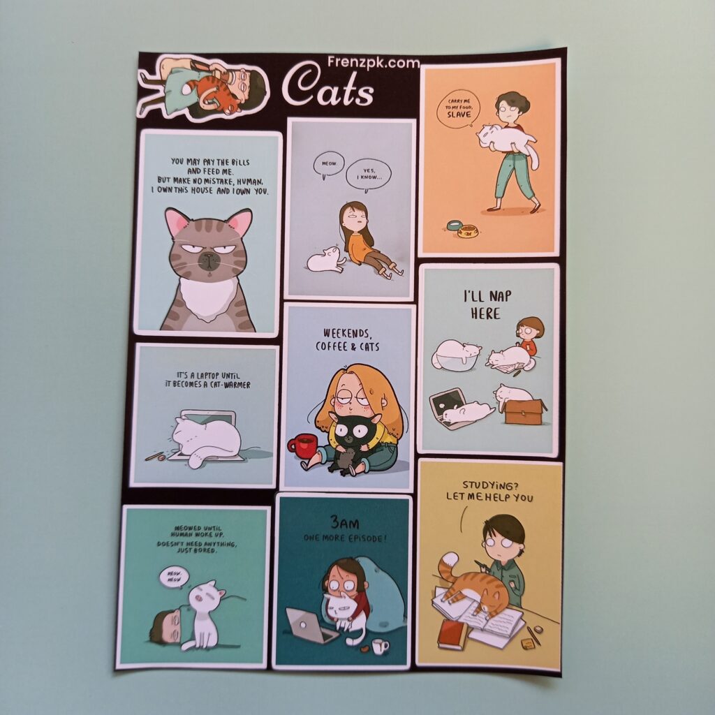 Cats - UNCUT sticker sheet A6 size