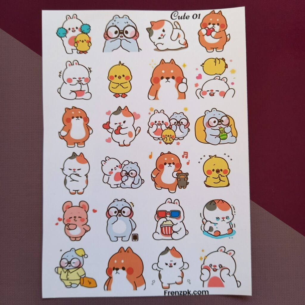 Cute 01 - UNCUT sticker sheet A6 size