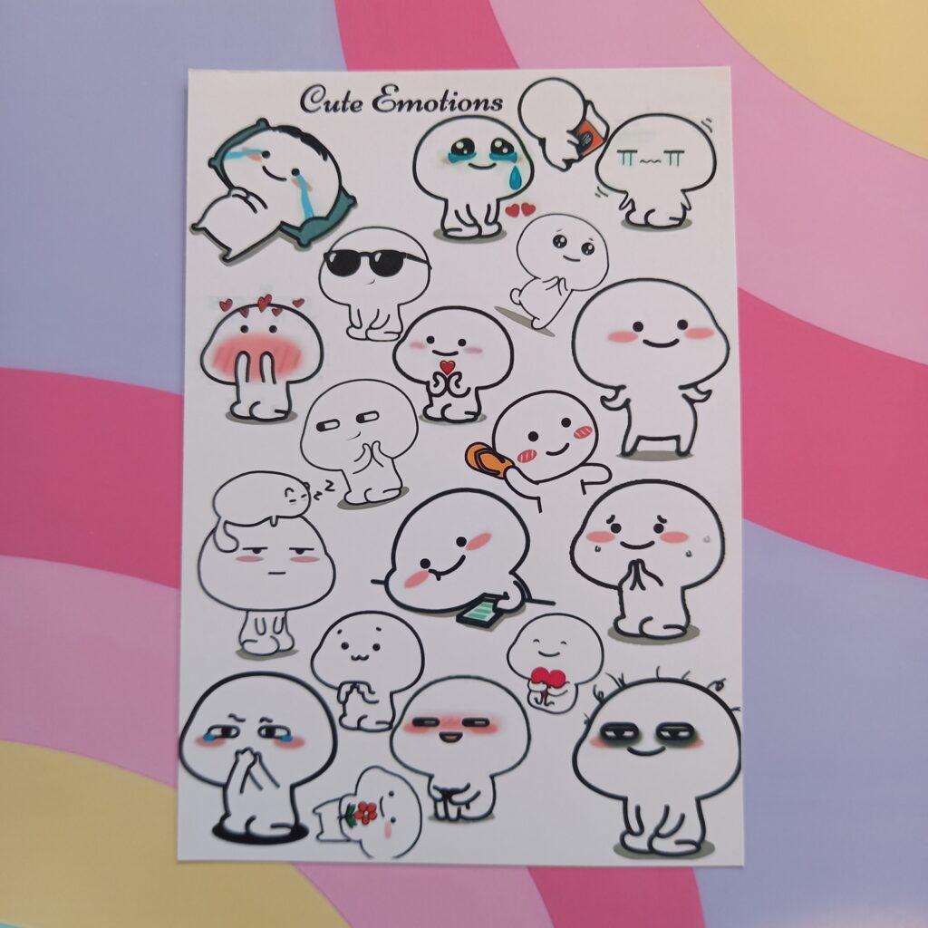 Cute Emotions - UNCUT sticker sheet A6 size
