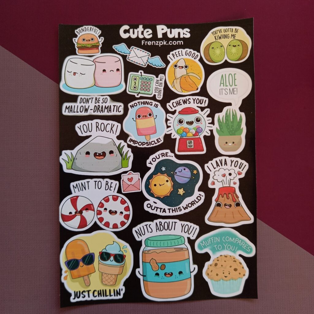 Cute Puns - UNCUT sticker sheet A6 size