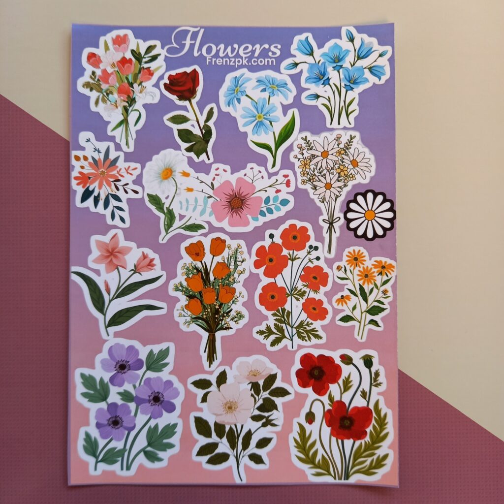 Flowers - UNCUT sticker sheet A6 size
