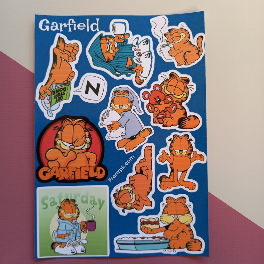 Garfield - UNCUT sticker sheet A6 size