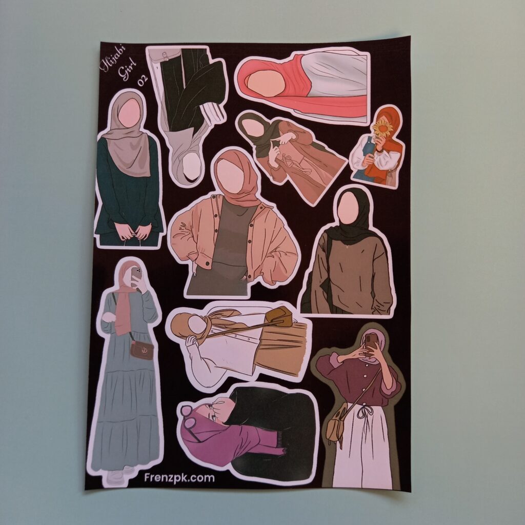 Hijabi Girl 02 - UNCUT sticker sheet A6 size