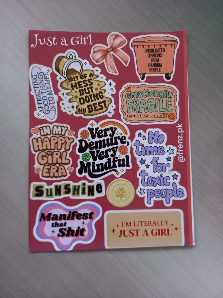 Just A Girl - UNCUT sticker sheet A6 size