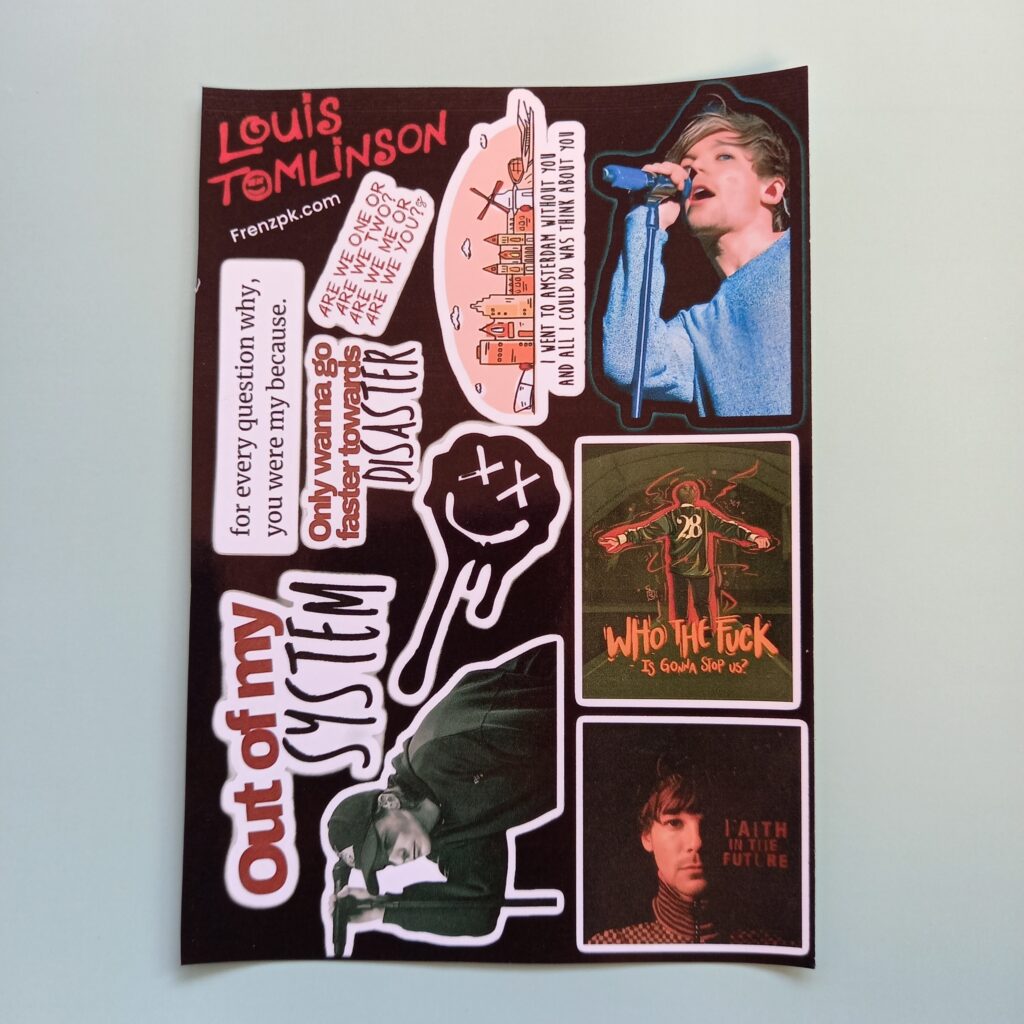 Louis Tomlinson - UNCUT sticker sheet A6 size