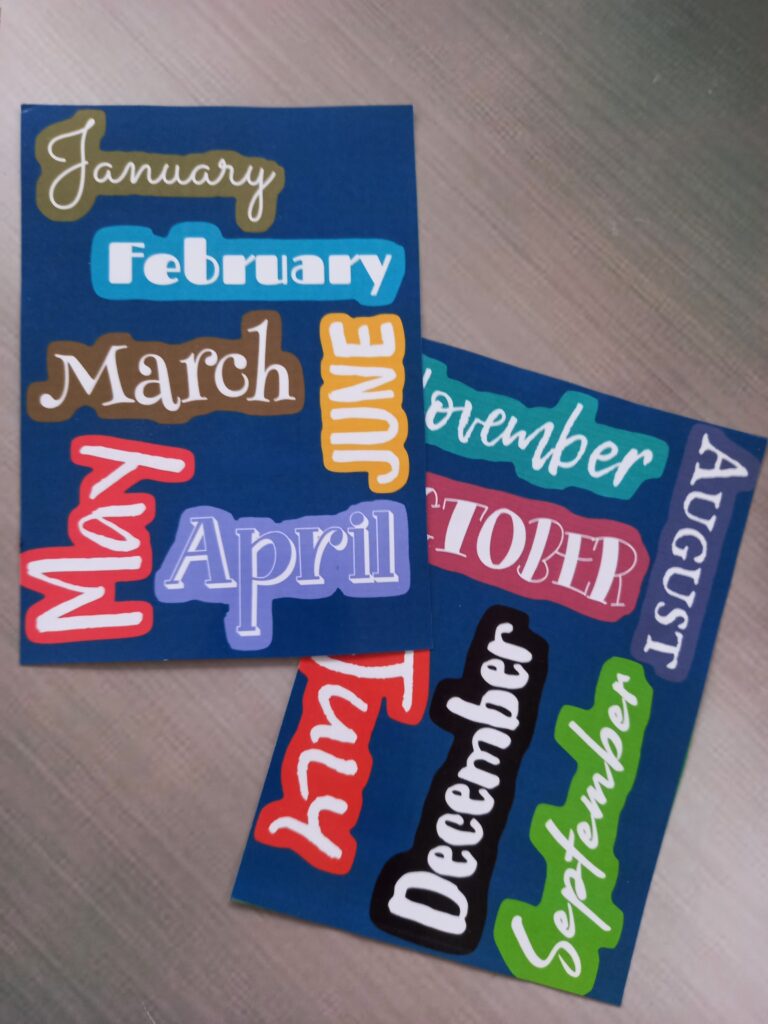 Months - UNCUT sticker sheet A6 size
