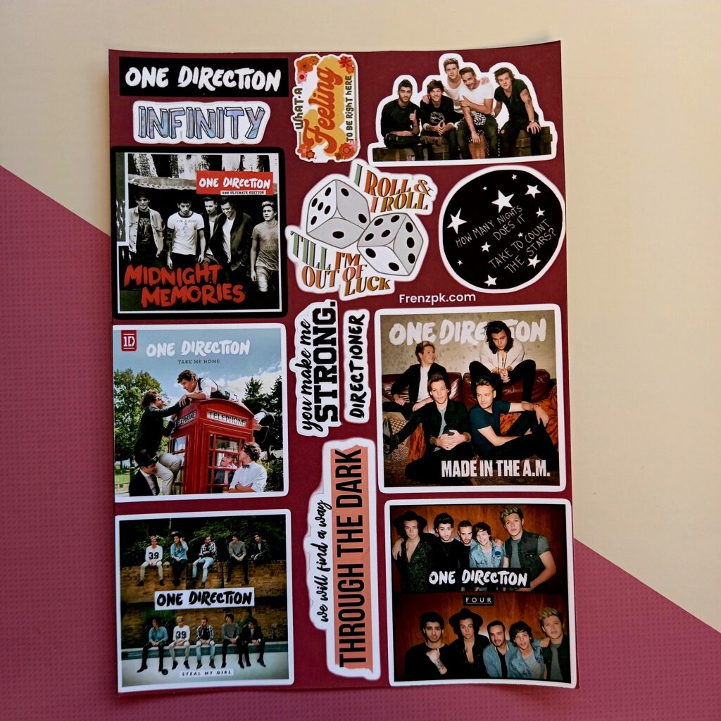 One Direction - UNCUT sticker sheet A6 size