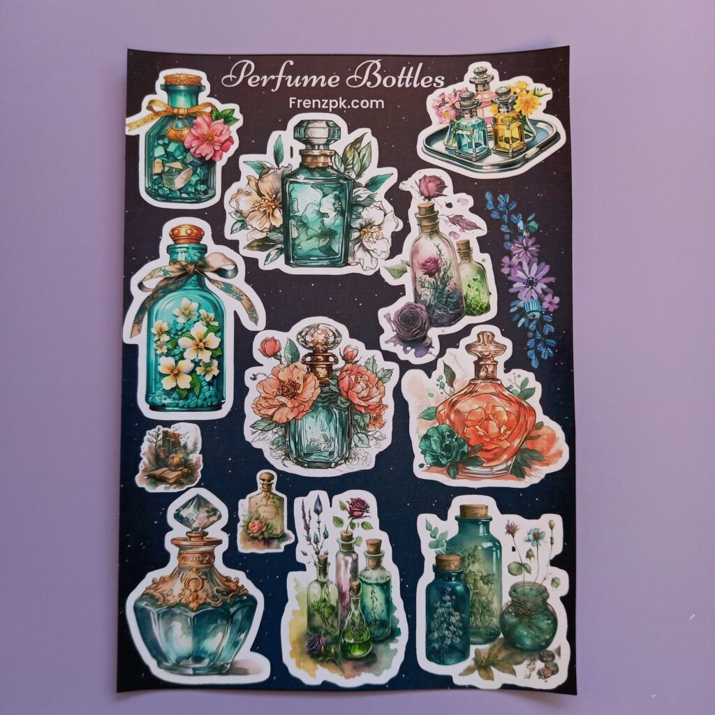 Perfume Bottles - UNCUT sticker sheet A6 size