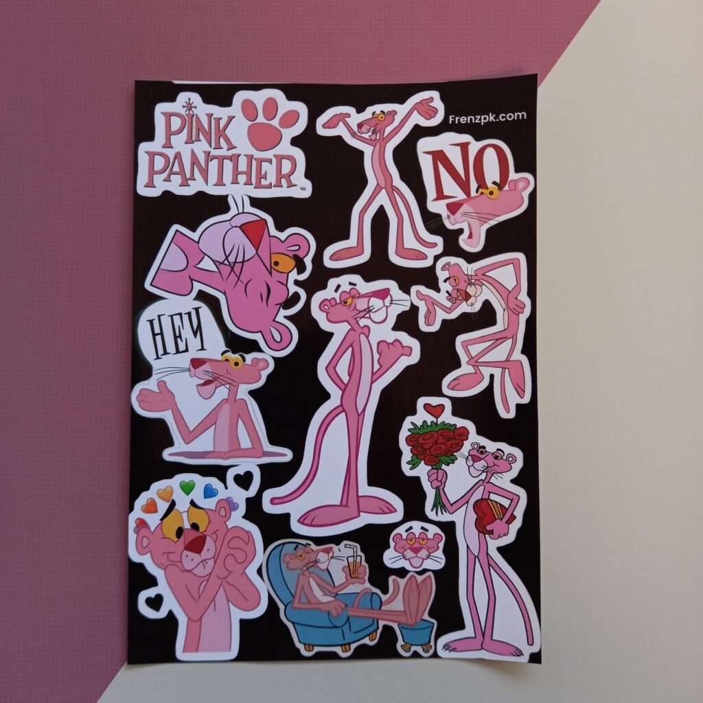 Pink Panther - UNCUT sticker sheet A6 size