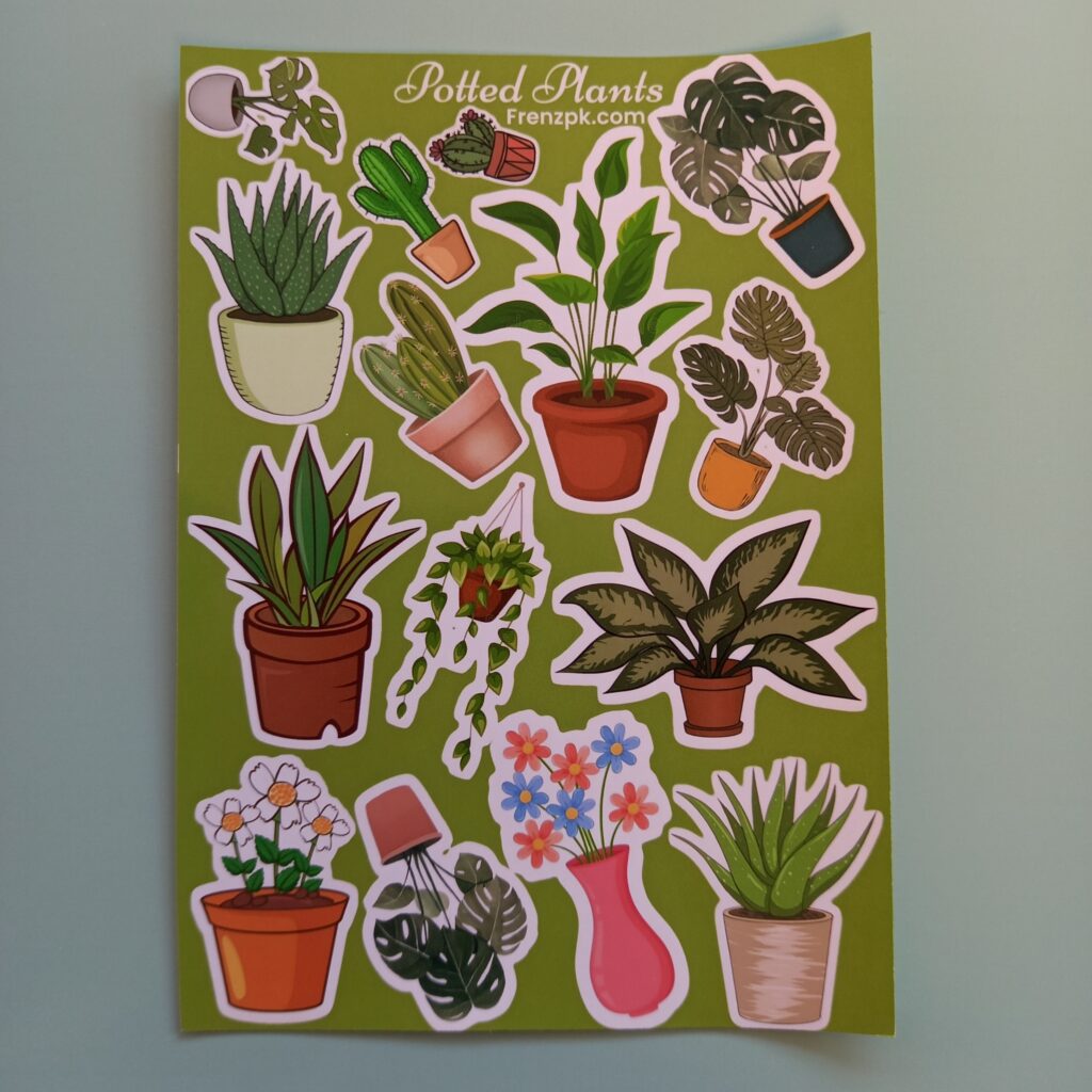 Potted Plants - UNCUT sticker sheet A6 size