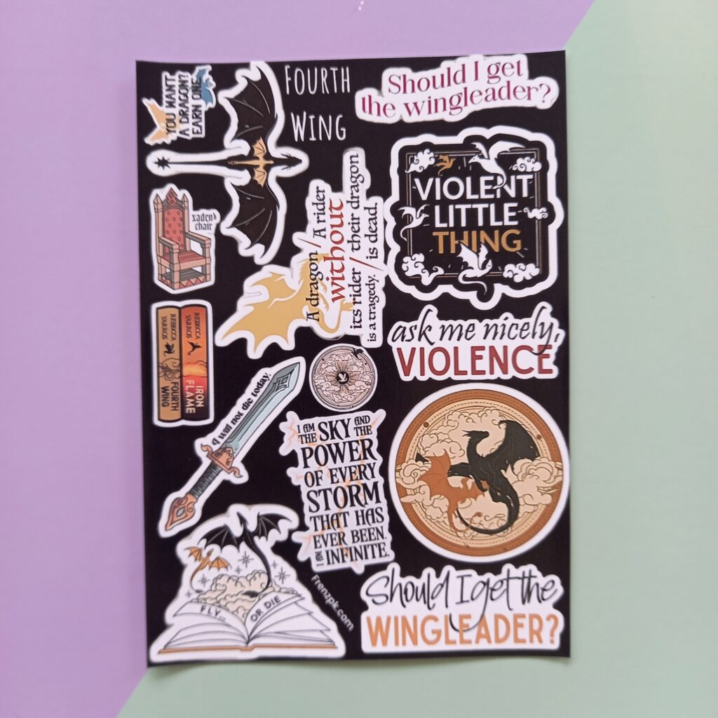 Fourth Wing - UNCUT sticker sheet A6 size
