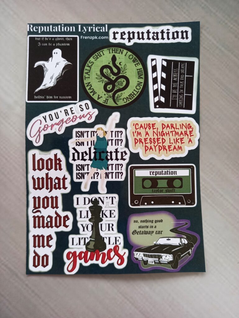 Reputation Lyrical Taylor Swift - UNCUT sticker sheet A6 size