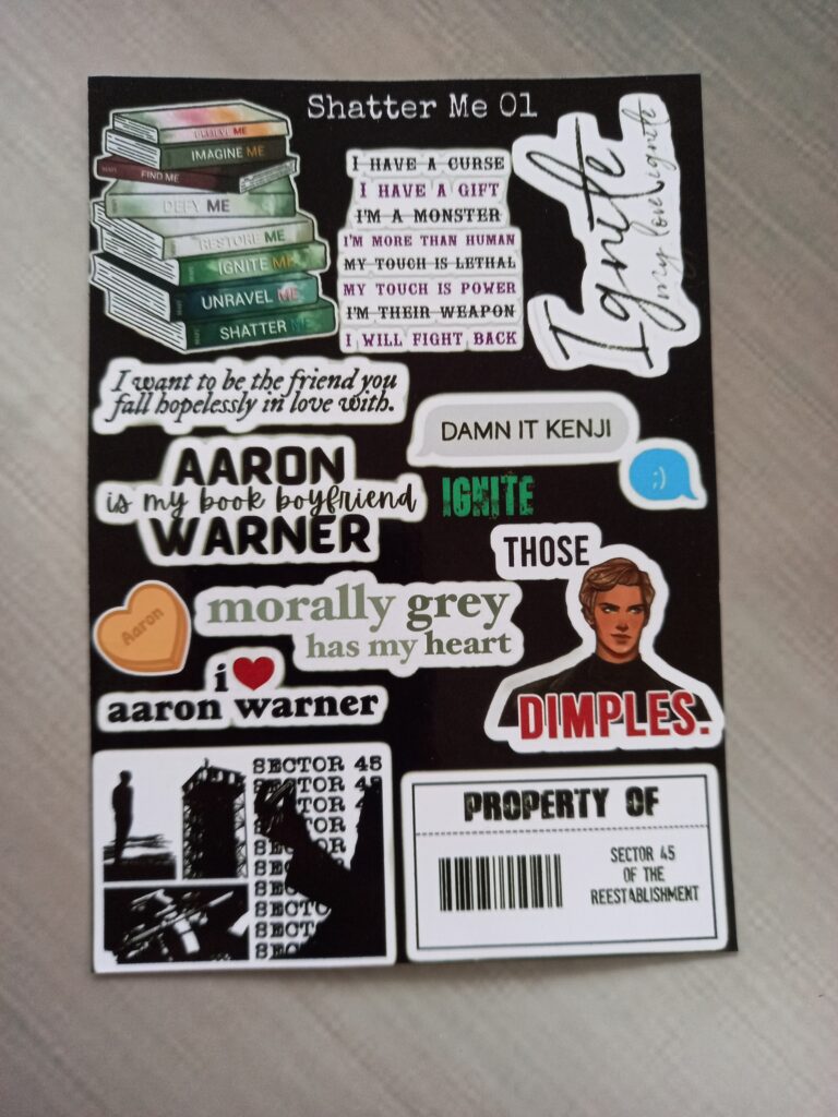 Shatter Me 01 - UNCUT sticker sheet A6 size