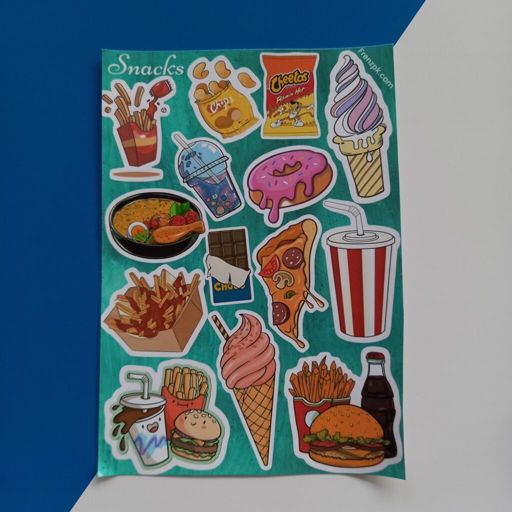 Snacks - UNCUT sticker sheet A6 size
