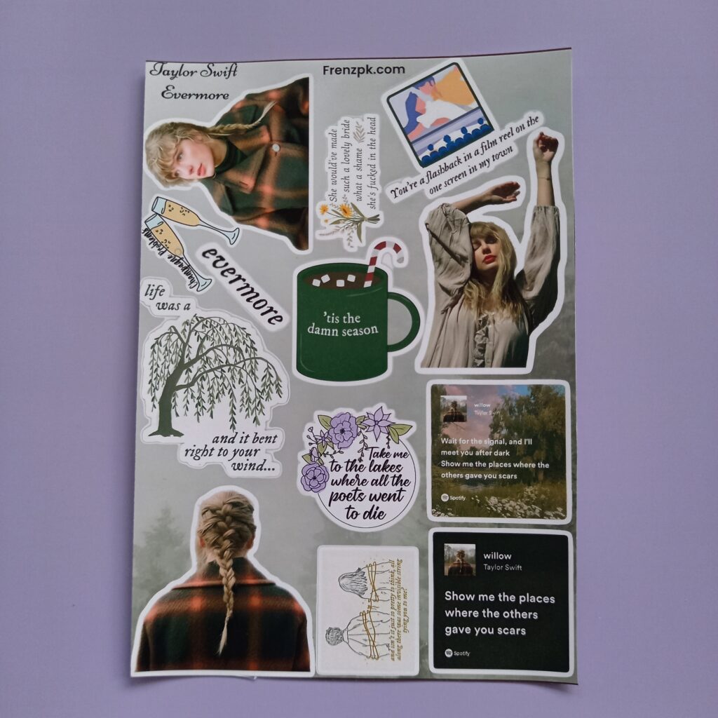 Taylor Swift Evermore - UNCUT sticker sheet A6 size