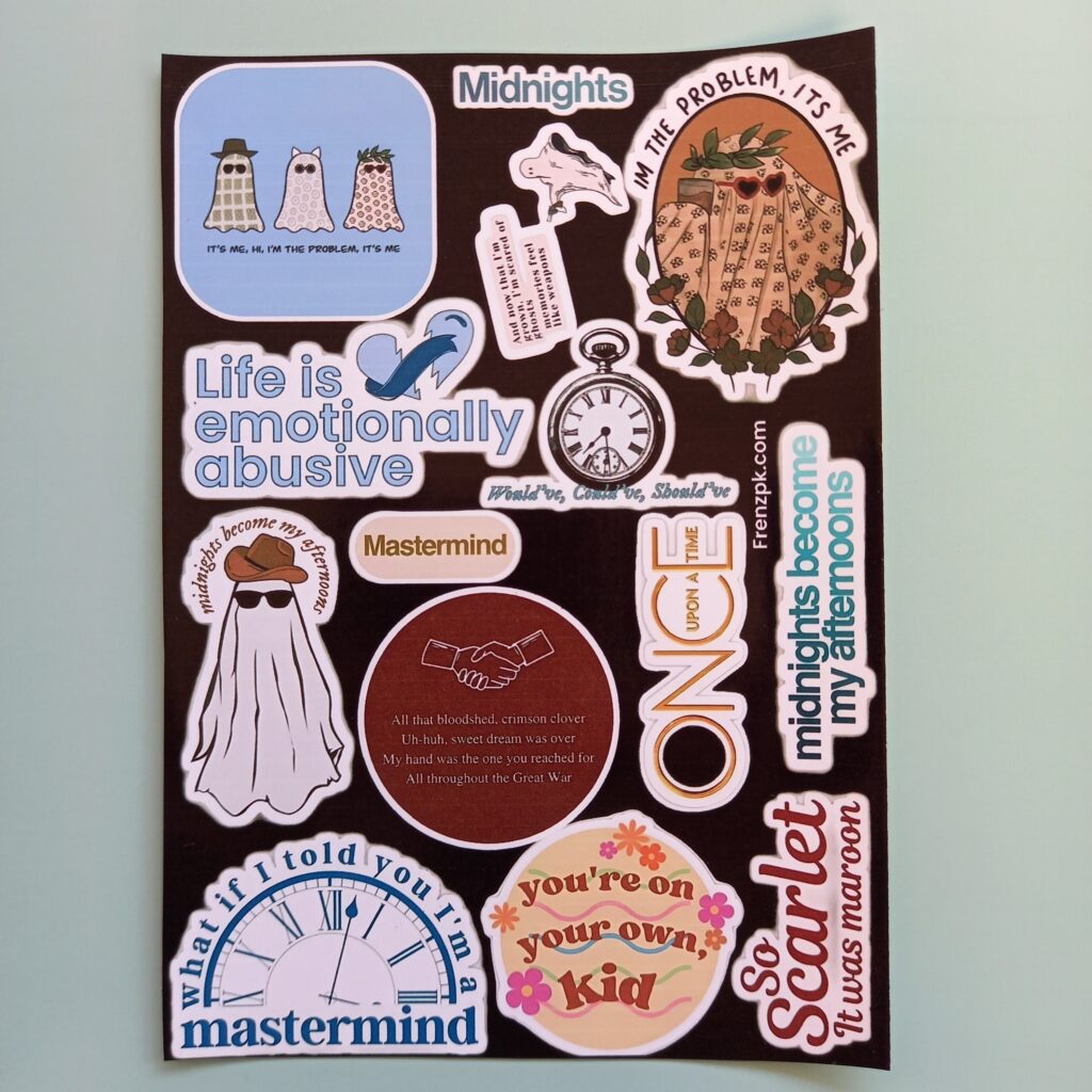 Taylor Swift Midnights - UNCUT sticker sheet A6 size