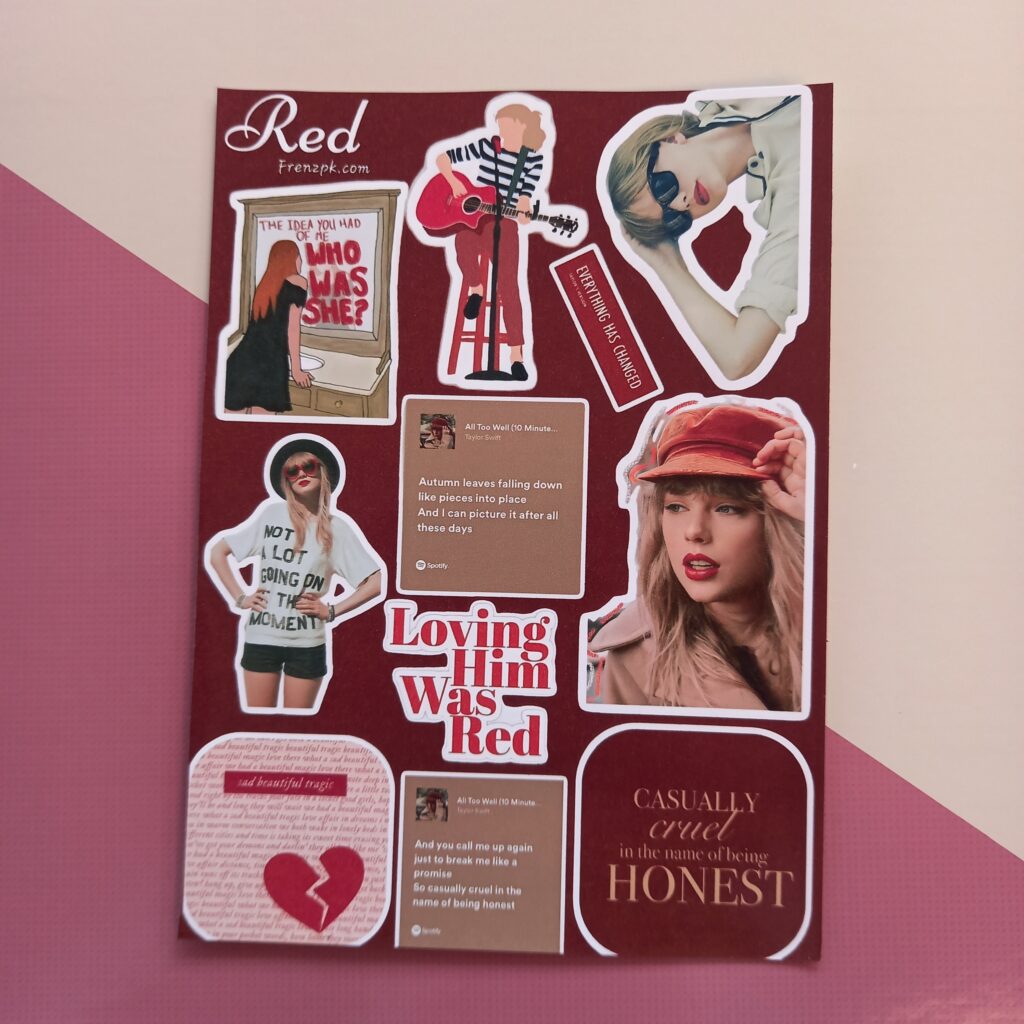 Taylor Swift Red - UNCUT sticker sheet A6 size
