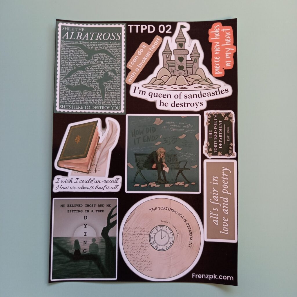 Taylor Swift TTPD 02 - UNCUT sticker sheet A6 size