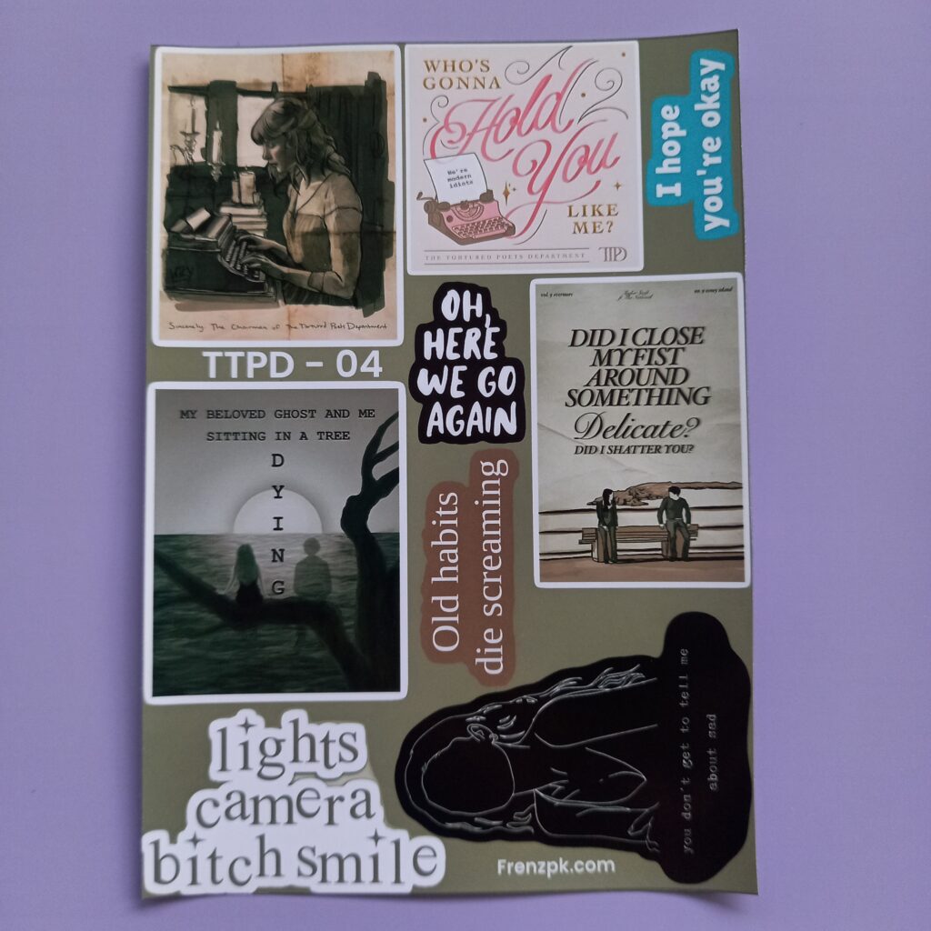 Taylor Swift TTPD 04 - UNCUT sticker sheet A6 size