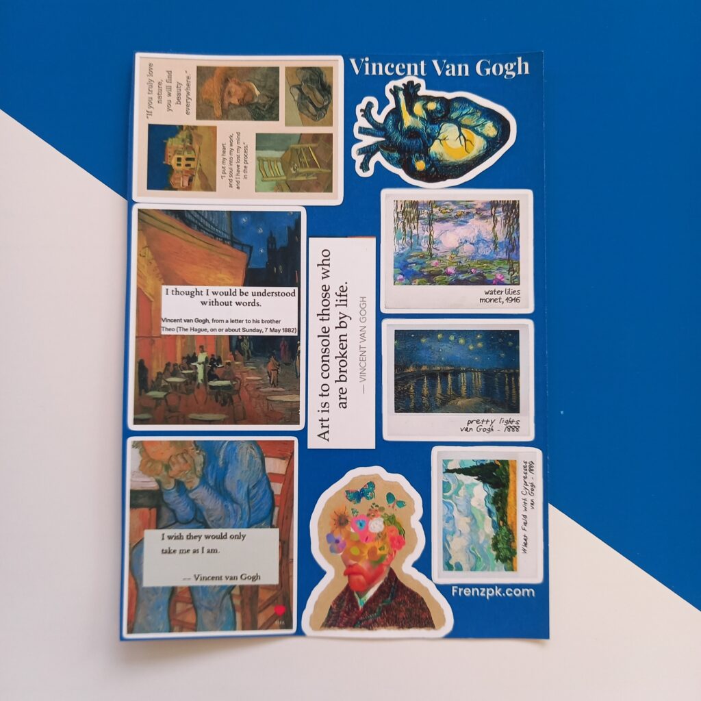 Vincent Van Gogh - UNCUT sticker sheet A6 size