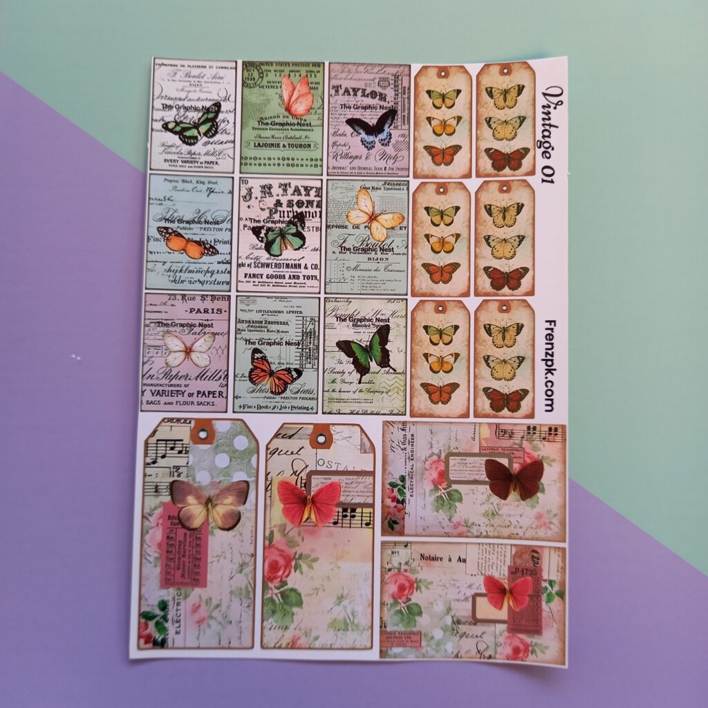 Vintage 01 - UNCUT sticker sheet A6 size