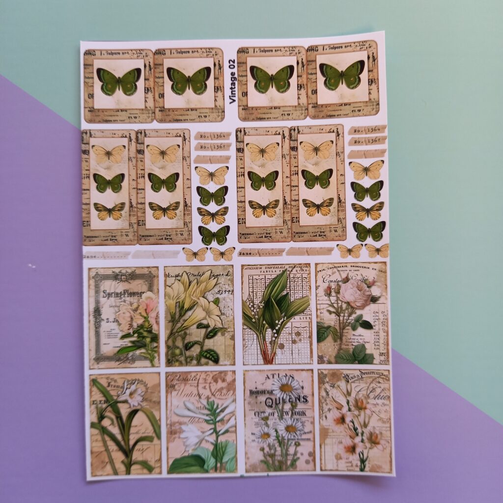 Vintage 02 - UNCUT sticker sheet A6 size