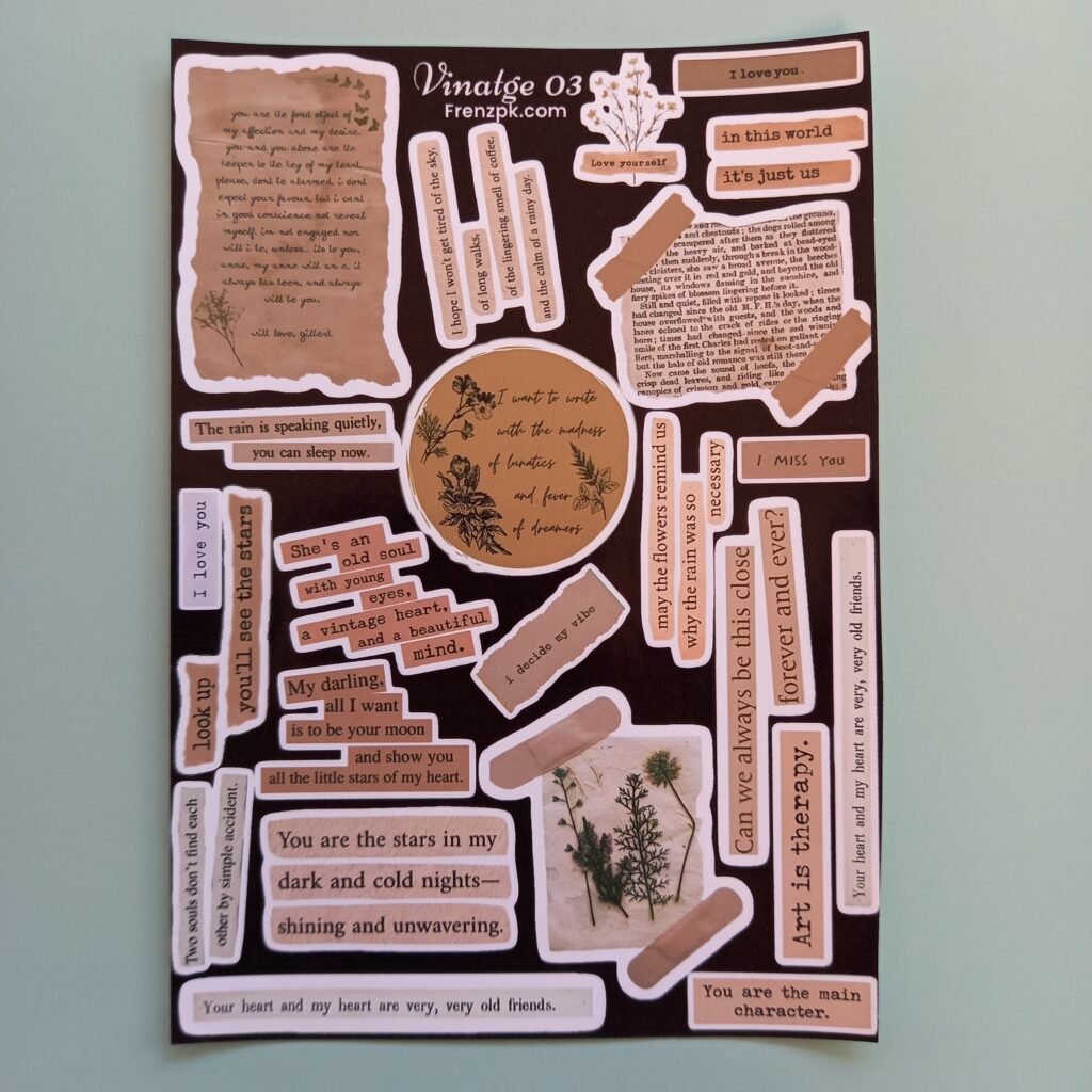 Vintage 03 - UNCUT sticker sheet A6 size