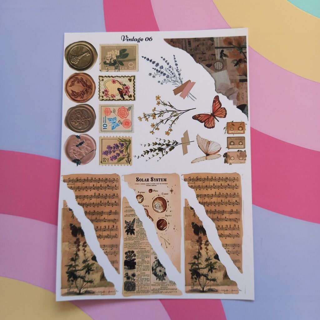 Vintage 06 - UNCUT sticker sheet A6 size