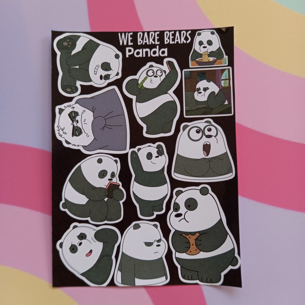 We bare bears Panda - UNCUT sticker sheet A6 size