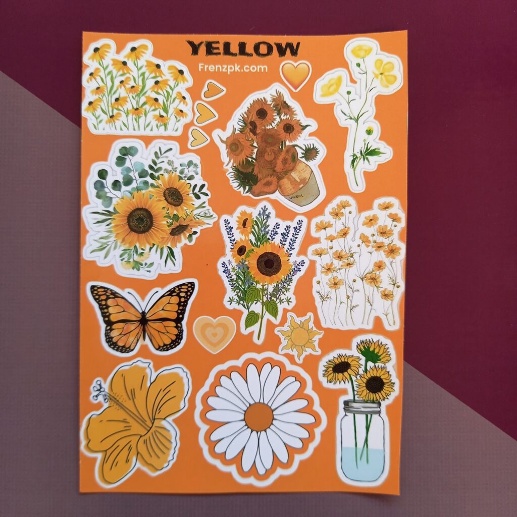 Yellow - UNCUT sticker sheet A6 size