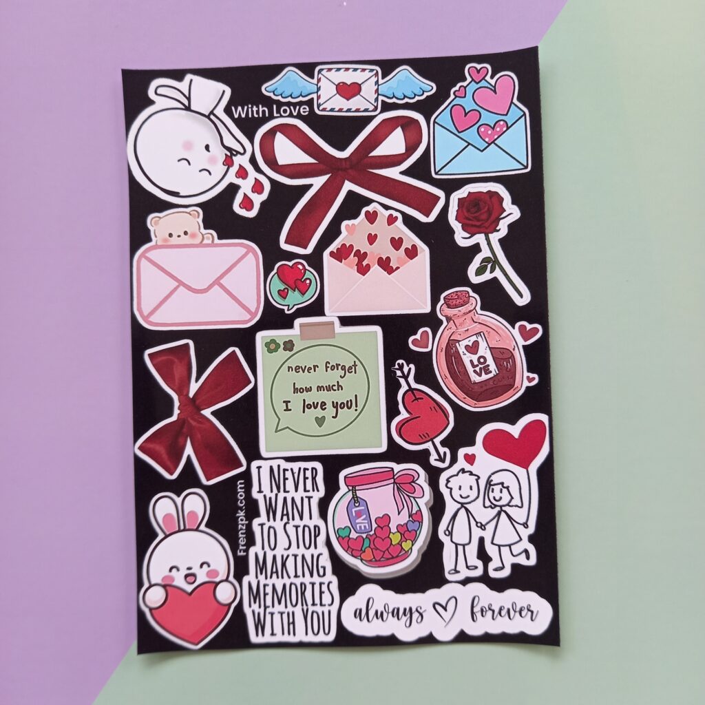 With Love - UNCUT sticker sheet A6 size