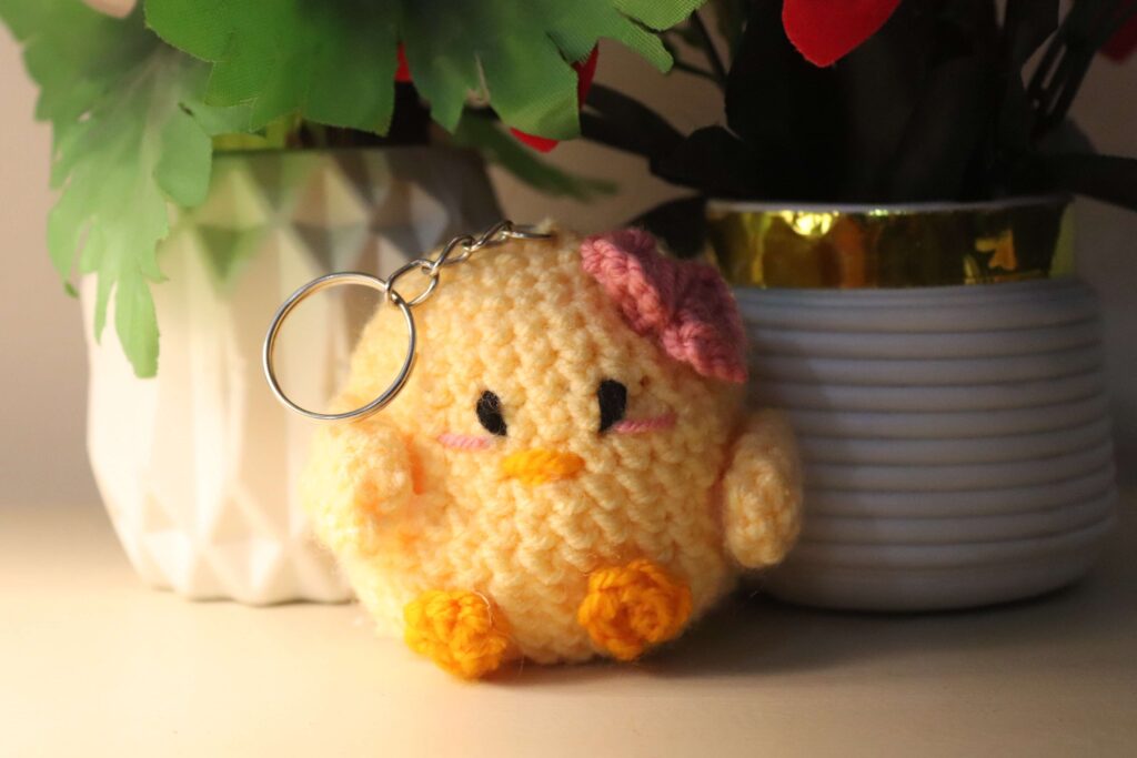 Yellow Duck Crochet Keychain